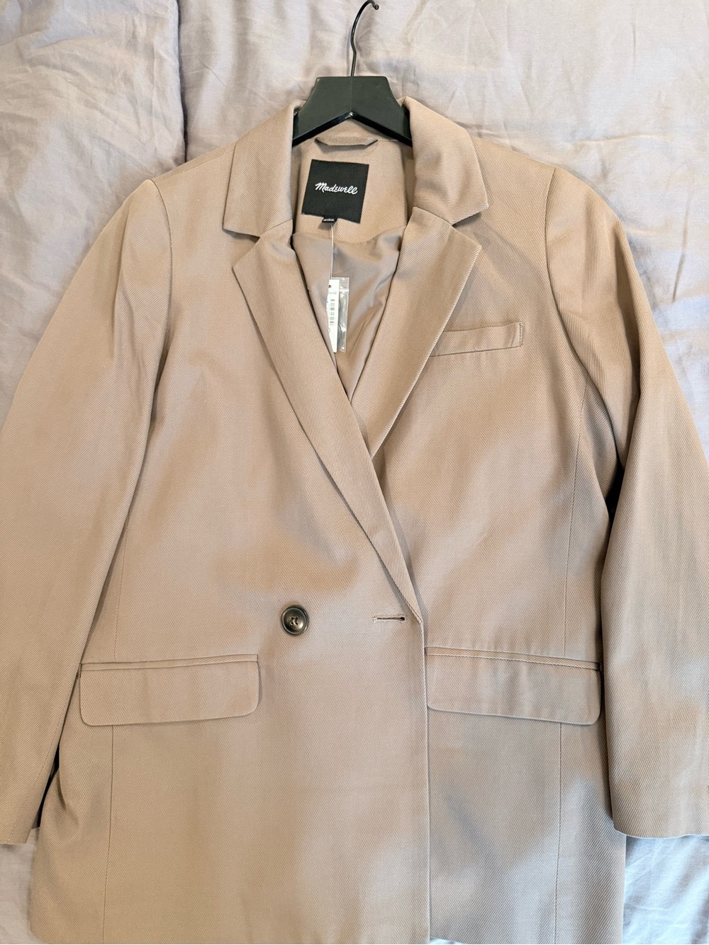 Madewell women’s Drapeweave Single-Button Blazer in rockcastle (taupe)